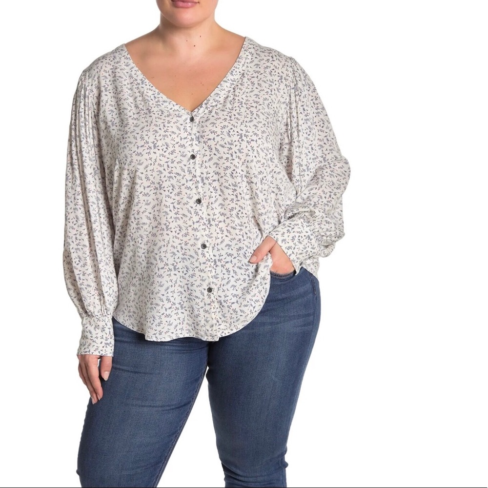 Gathered Sleeve Floral Printed Woven Blouse